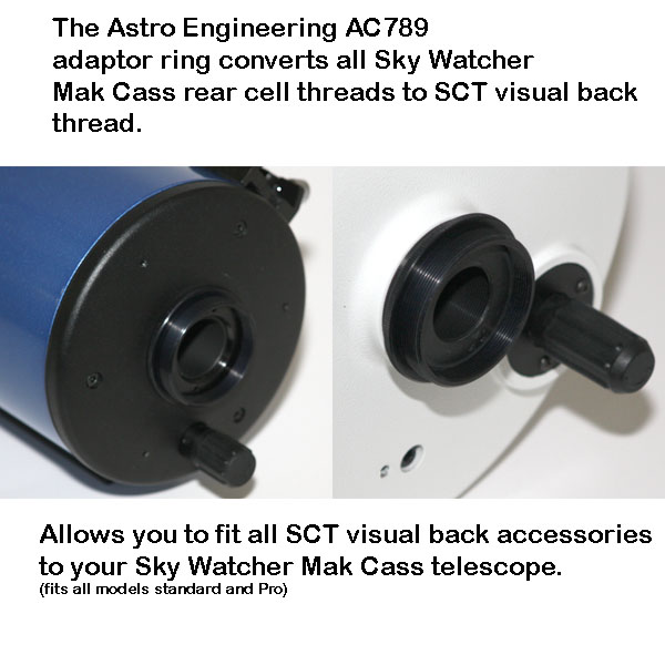 AC789 adaptor ring to convert Sky Watcher rear cell thread to SCT visual back thread